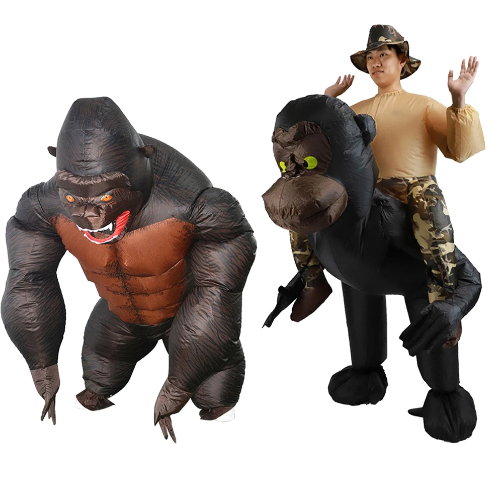 

Halloween Adult King Kong Funny Big Chimpanzee Backpack Inflatable Suit Walking Cartoon Animal Puppet Performance Costumes Props
