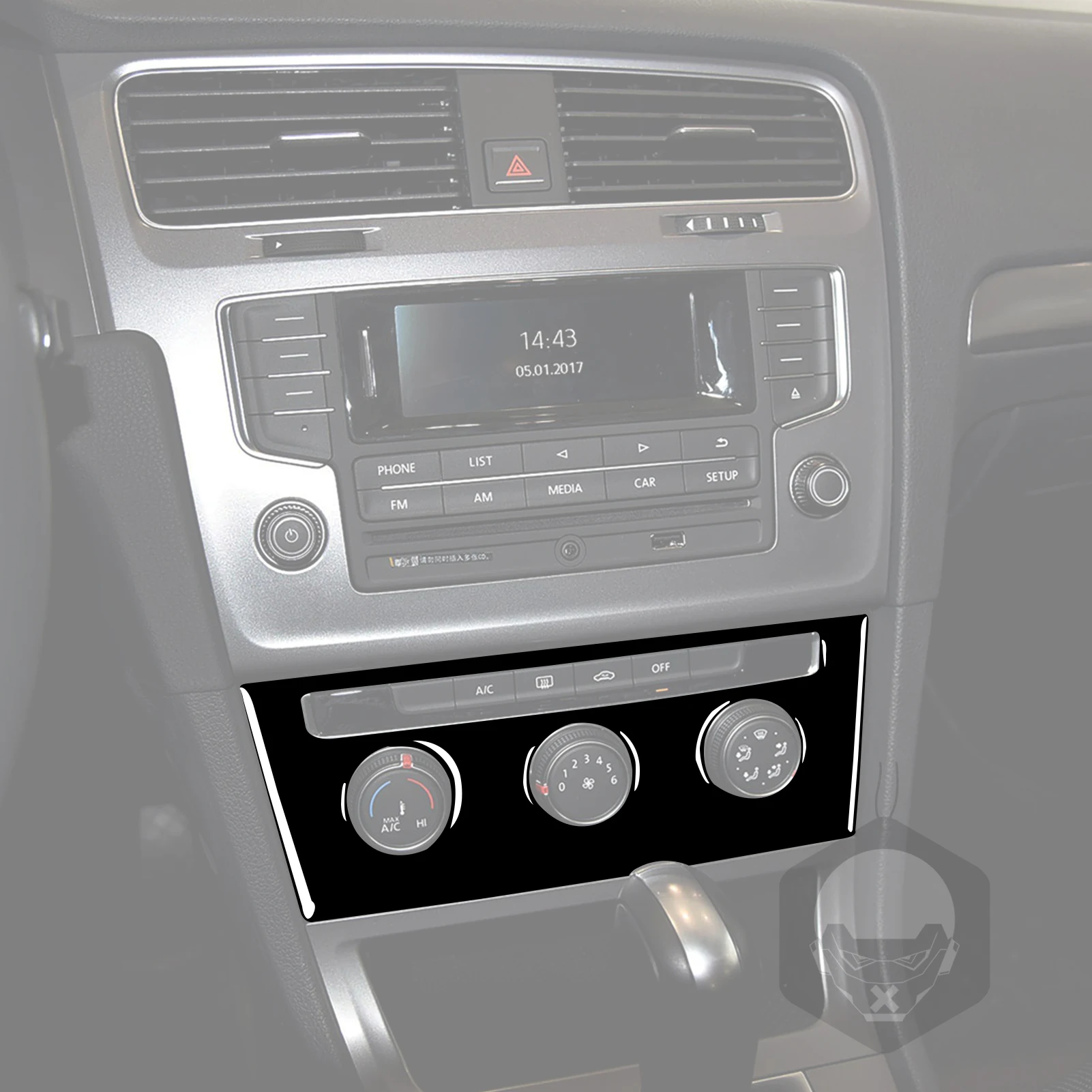 For Volkswagen Golf 7 GTI Mk7 2013 2014 2015 2016 2017 Dashboard AC Control Panel Piano Black Sticker Car Interior Accessorie