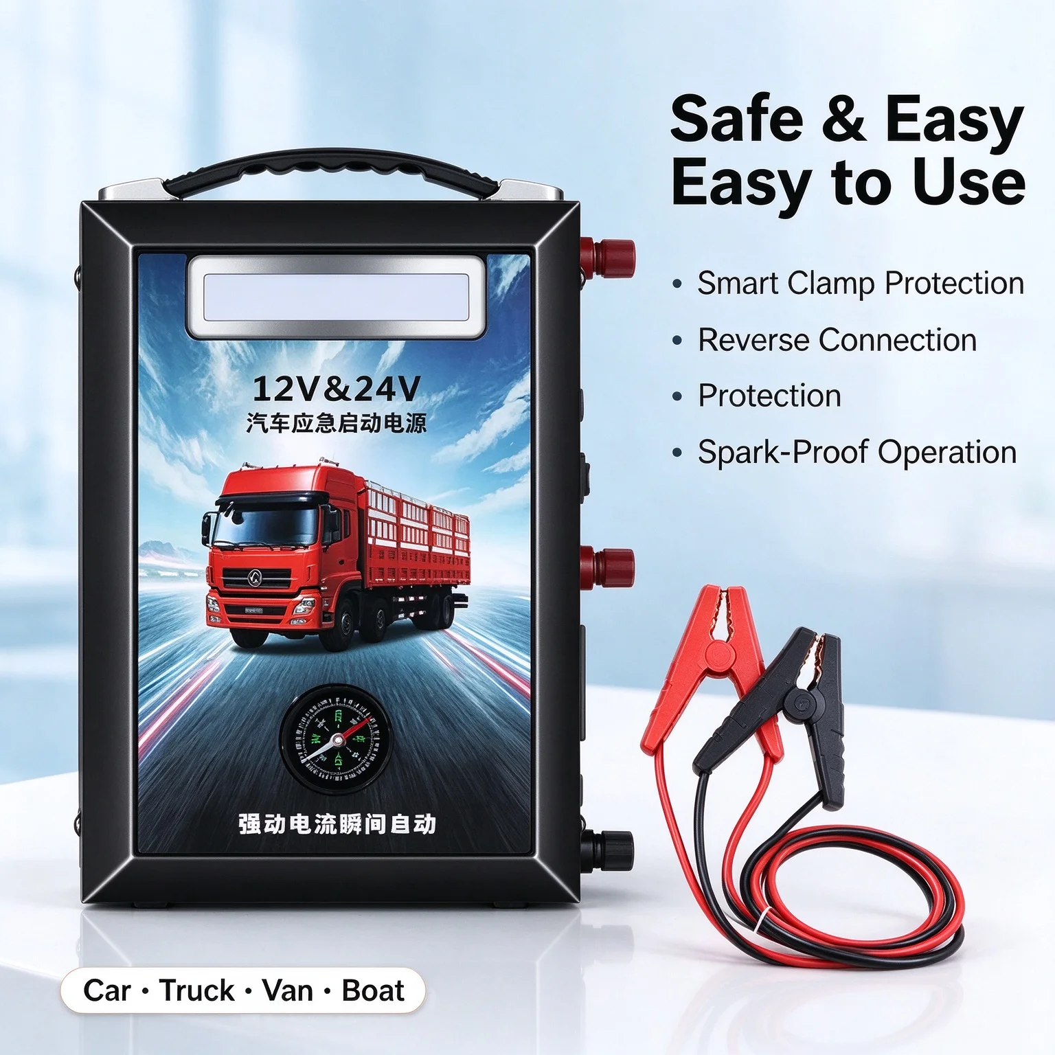 Large Trucks Auto Battery Charger Power High Capacity 12V 24V 358000mAh Jump Starter Device Charging System and Start Operating