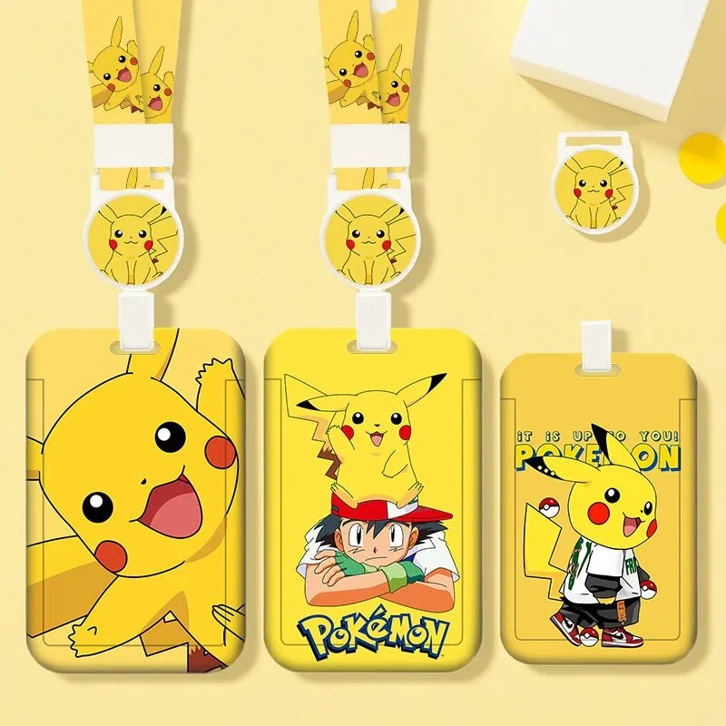 Pokemon Anime Pikachu Card Holder Kawaii ID Card Bank Card Subway Bus Card Cartoon Student ID Boy Girl Work Badge Card Holder