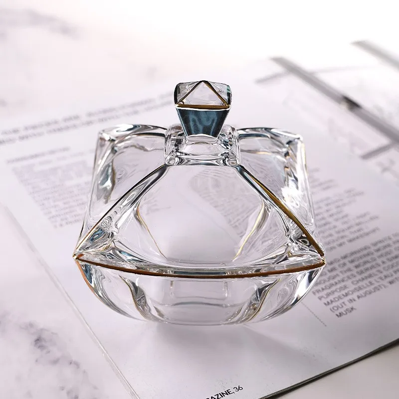 Crystal Glass Sugar Jar With Lid European Transparent Candy Container Household Guest Reception Desktop Storage Ornament