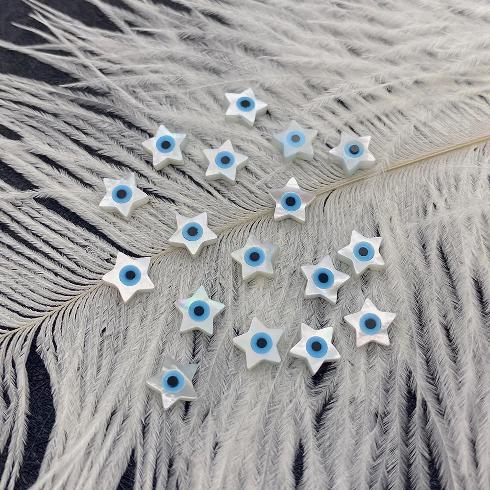 5pcs Cute Little Star Shape Natural Shell Loose Beads Fashion Devil Eye Jewelry DIY Necklace Earrings Bracelet Accessories 6mm