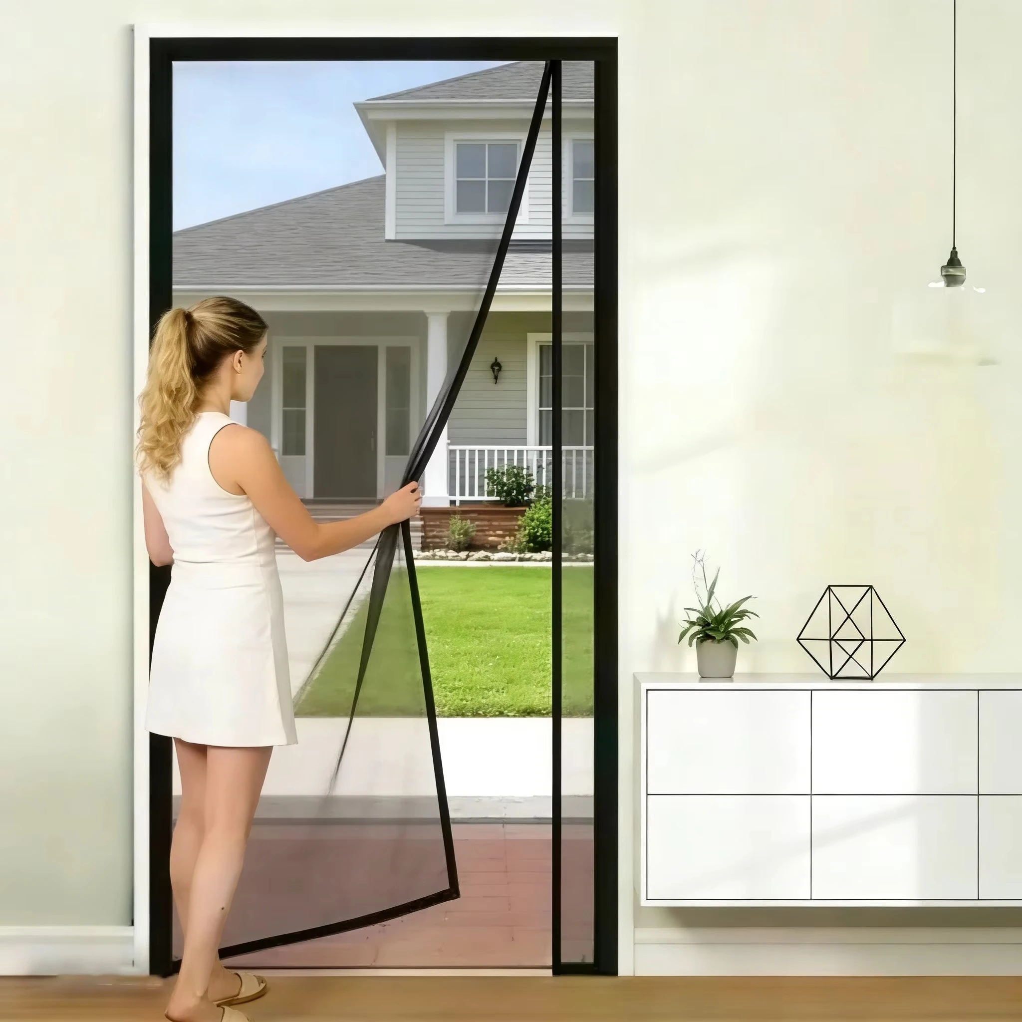 Side Opening Magnetic Door Curtain Mosquito Net,Two-Way Opening,Anti-Mosquito & Insect-Proof,Opaque Mesh,for Summer Indoor Use