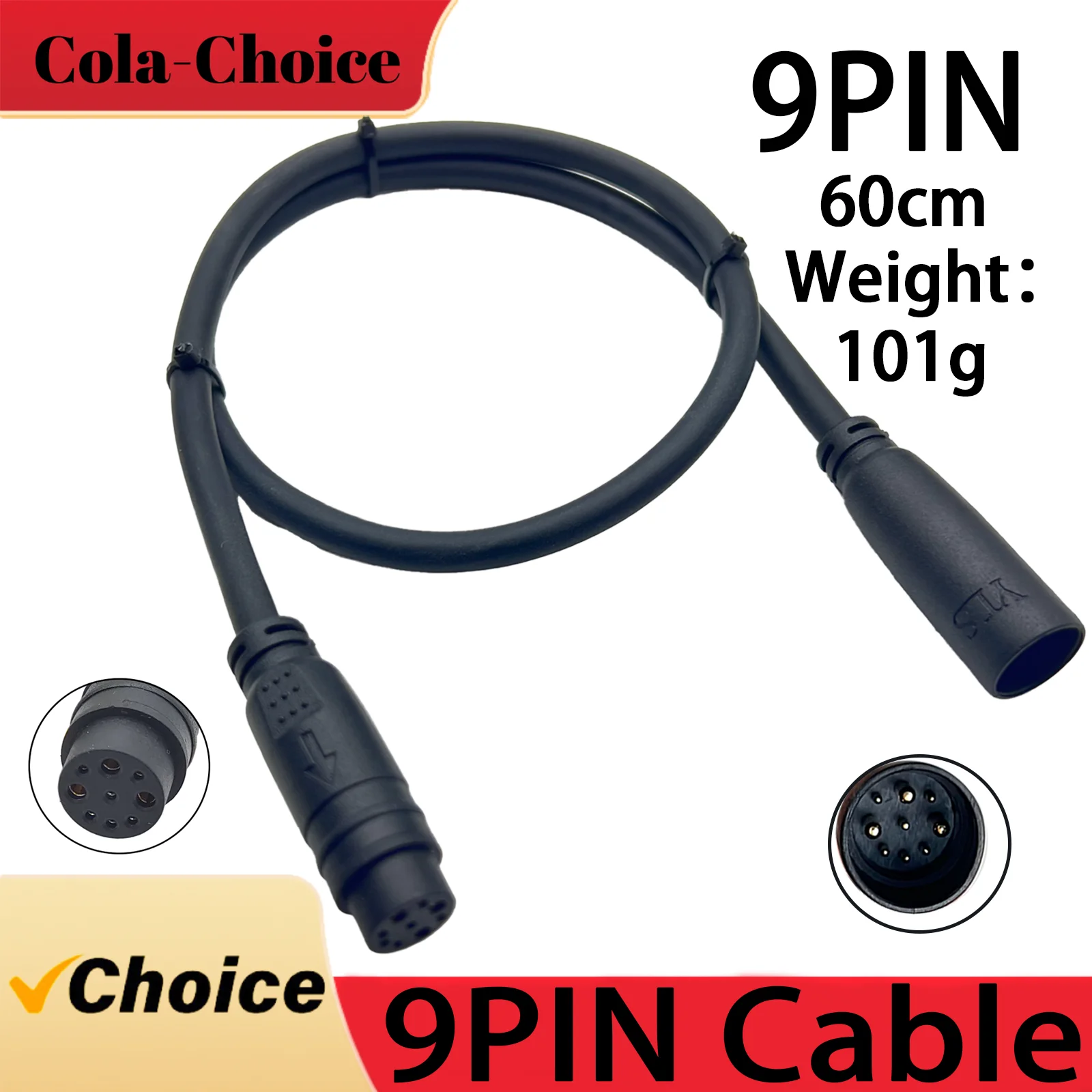Electric Bicycle Accessory Motor E-Bike Controller Motor Conversion Cable Waterproof Plug 9pin Extension G9.6/M9.6