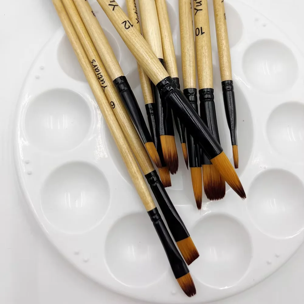 Yutiars Professional Artist Paint Brush Set - 6 PCS, Nylon Bristles for Watercolor, Acrylic, Oil Painting, Crafts & Face Body image 5