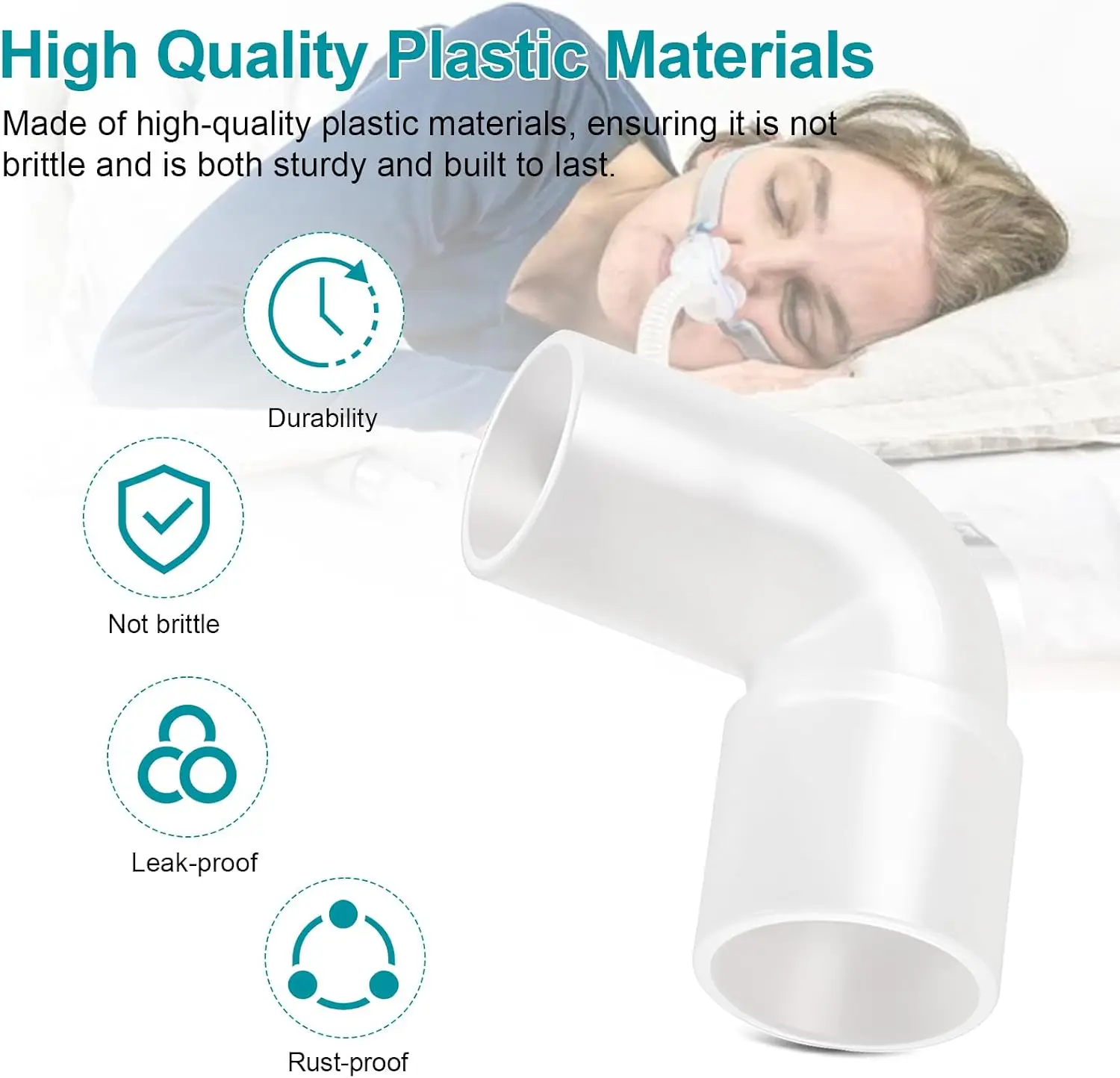 CPAP-Winkelanschluss, kompatibel mit ResMed AirSense10, AirCurve10, Resmed 11, 90-Grad-Universal-CPAP-Schlauch – Detail 6