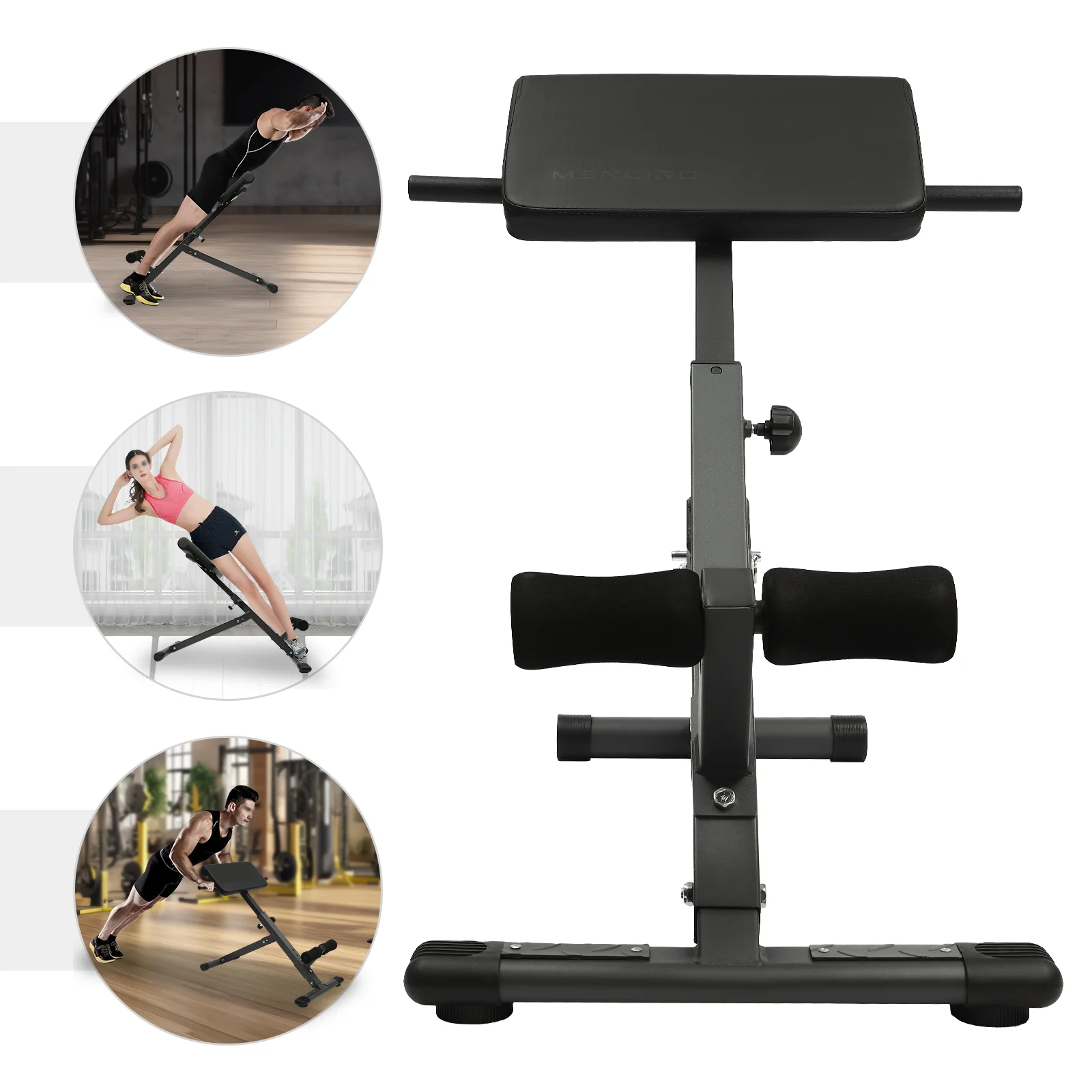 BYMAOCAR Adjustable Hyperextension Roman Chair Back Extension Workout Bench, Max 330 Lbs Weight Capacity Portable Home Gym Fitness Equipment for Core Glute Hamstring Training
