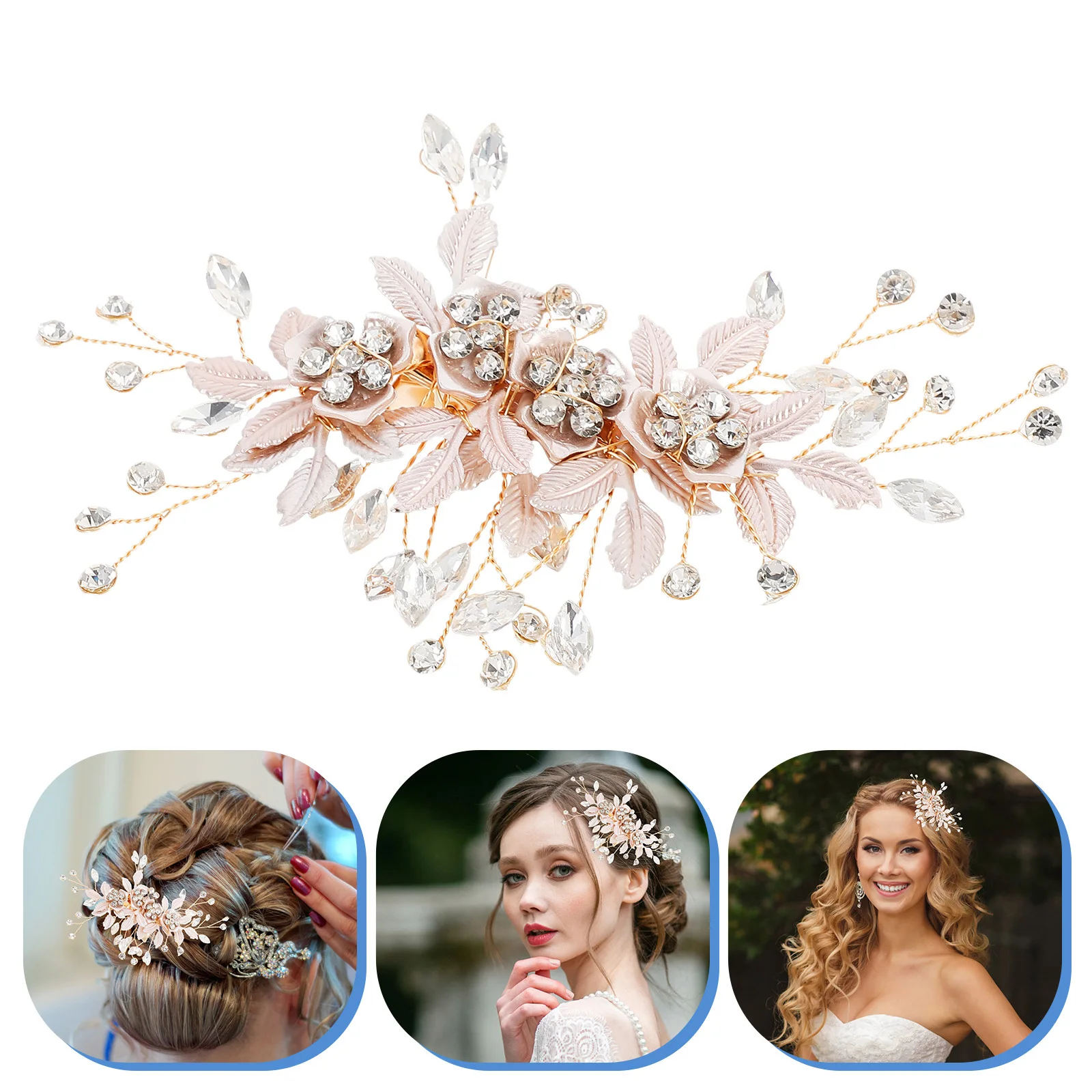 

Rhinestone Crystal Hair Clip Bridal Barrette Wedding Flower Hairpin Hair Styling Grip Elegant Wedding Hairpin Bridal Barrette