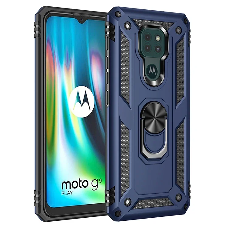 For Moto E7 Plus Armor Shockproof Case for Moto E 7 Plus Military Protective Magnet Holder Ring Case Cover for E 7+ Cases