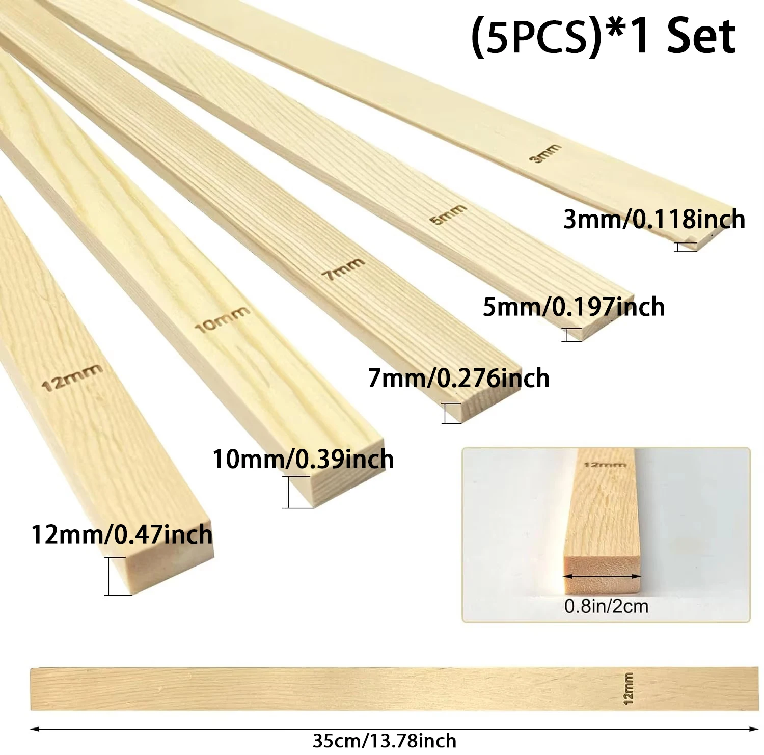 5/20Pcs 3-12mmCeramic Clay Board Guide Pine Wood Strip Wooden Ruler Ceramic Tool Rolling Clay Cutting Tool Solid Wood Guide Rail