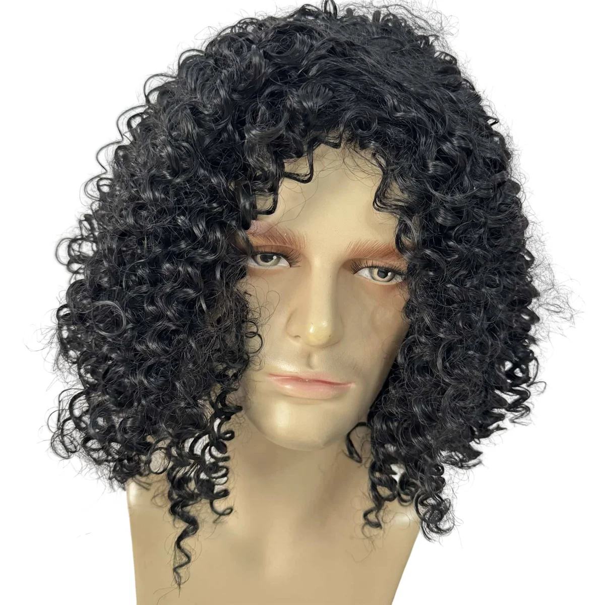 Abgn moda peruca chapelaria masculino curto encaracolado cabelo mecanismo de fibra química penteados alta temperatura fio peruca conjuntos