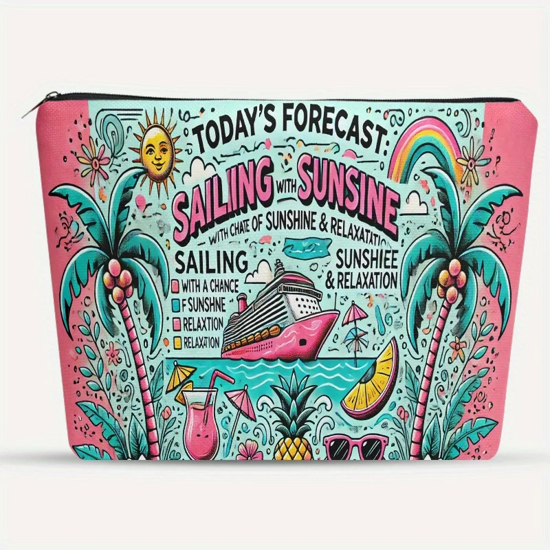 Cruise Vacation Scenery Makeup Bag Multifunctional Zipper Pouch for Women Perfect Travel Zipper Storage Bag Birthday Gift