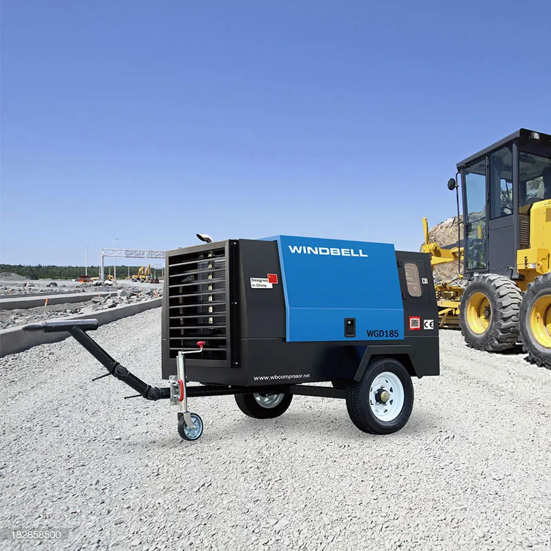 7Bar Screw Diesel Air Compressor 185 Cfm Air Compressor Diesel Portable Mining Air Compressor Diesel Engine 185Cfm Jack Hammer
