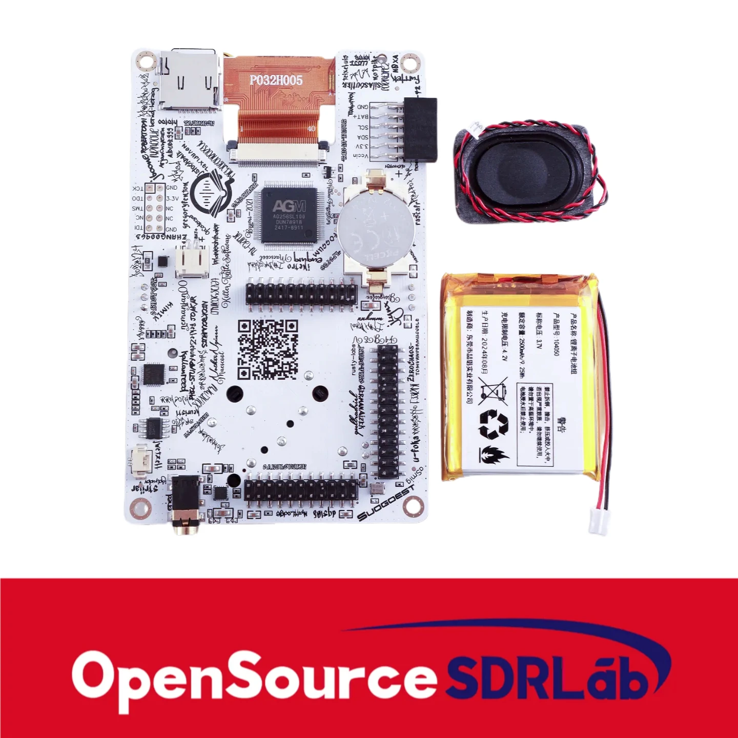 Analizator widma OpenSourceSDRLab Portapack H4M i przezroczysta obudowa z głośnikiem i baterią litową 2500 mAh