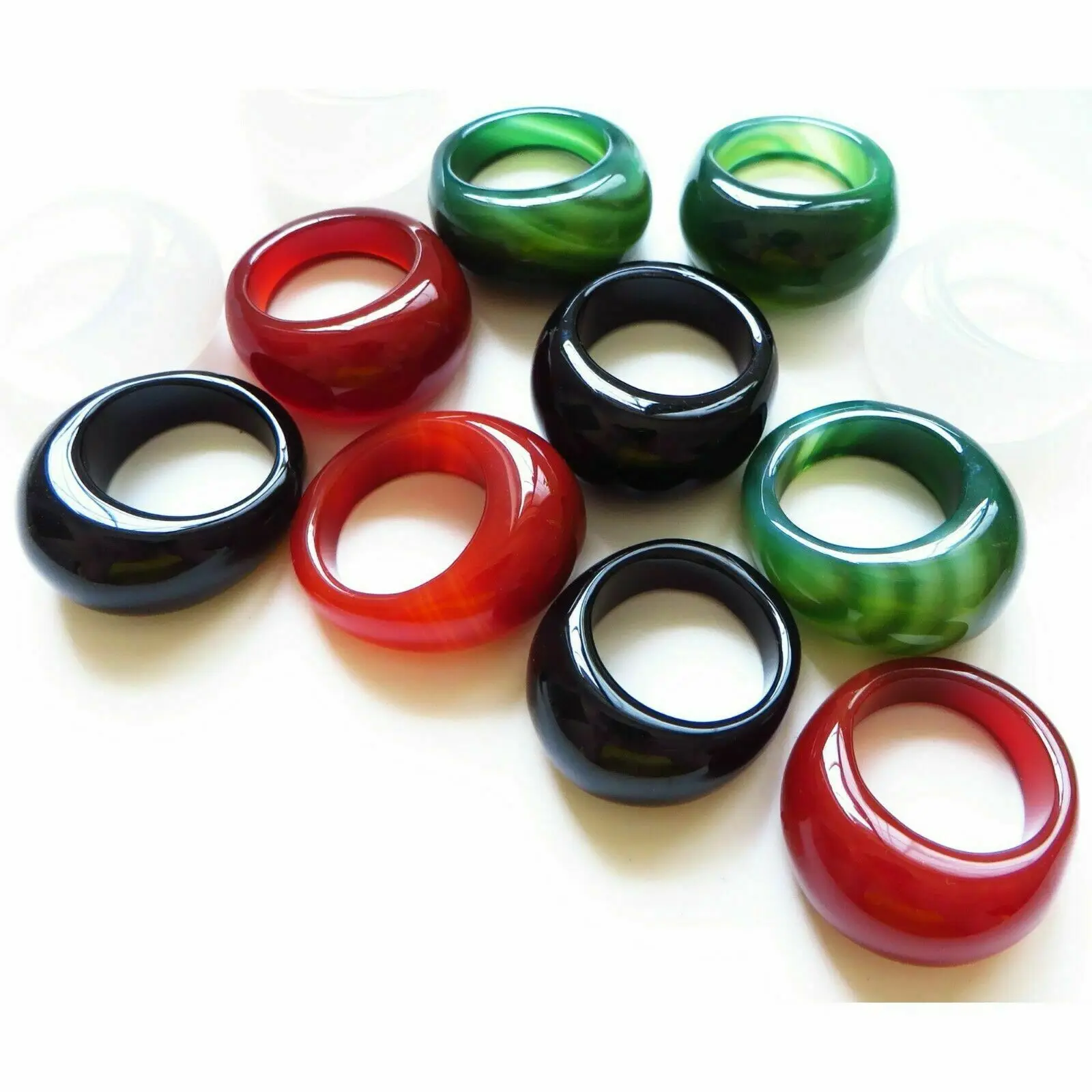 

Classical 1/PCS Red /Green /Black jade Natural agate Thumb ring size 9-10