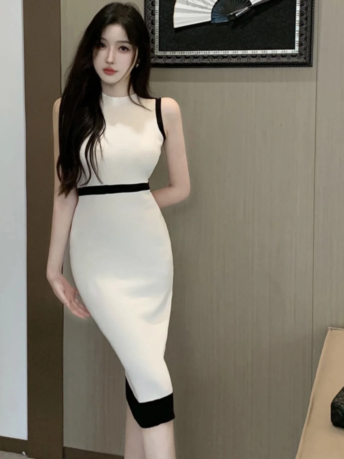 

Весенний сезон, женский облегающий вязаный жилет Dr, круглый, с высокой талией, сексуальное облегающее платье H-образной формы, повседневная одежда