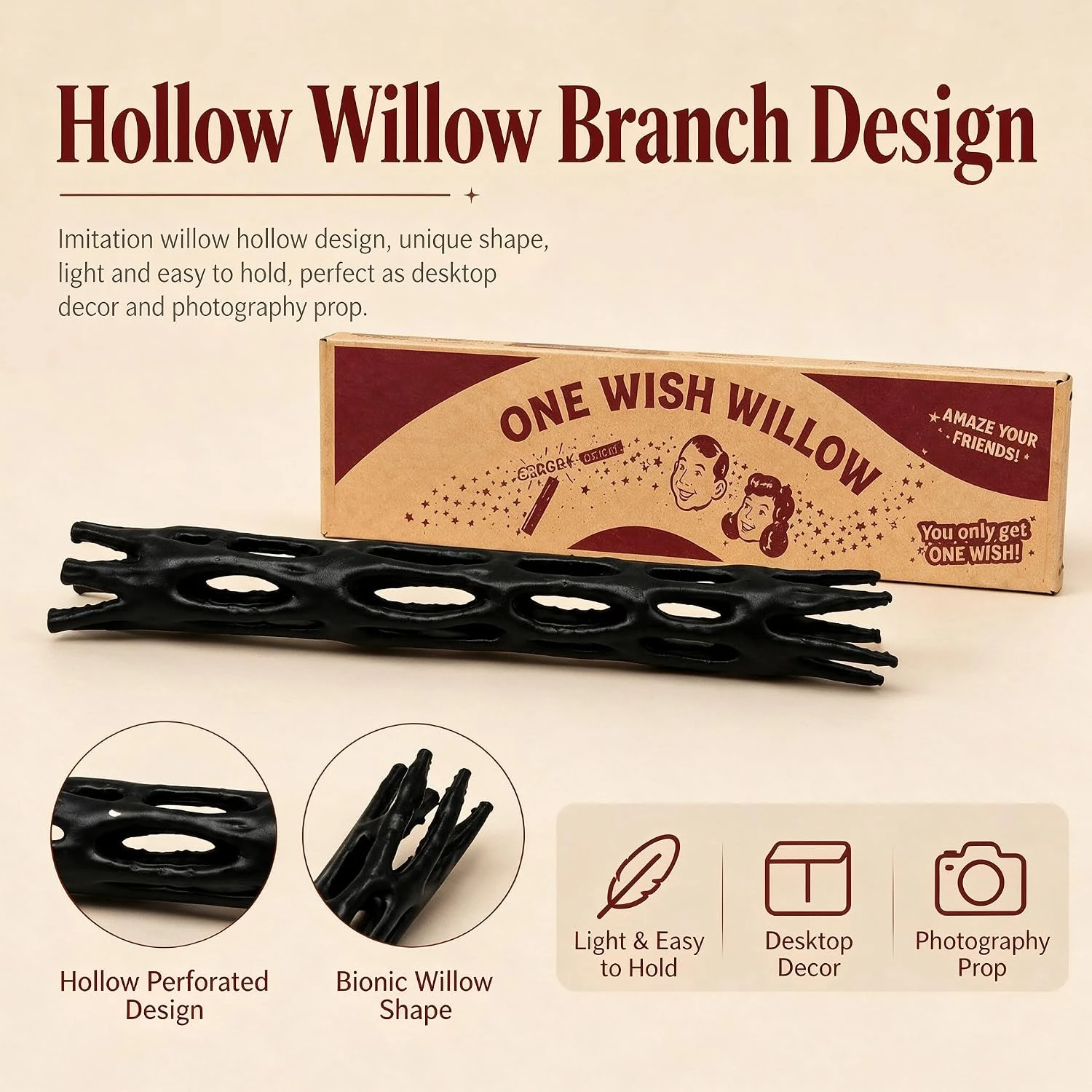 One Wish Willow Magic Wish Stick Toy Prop with Gift Box Novelty Fantasy Wand Accessory Display Piece Movie Party Prop