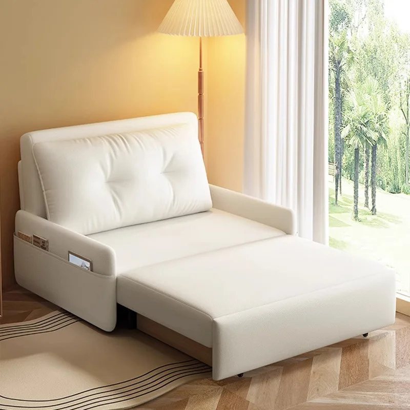 Lazy Sofa Bed Home Use Small Apartment Living Room Balcony Mobile Multifunctional Extendable Folding Integrated Nap Bed Unisex