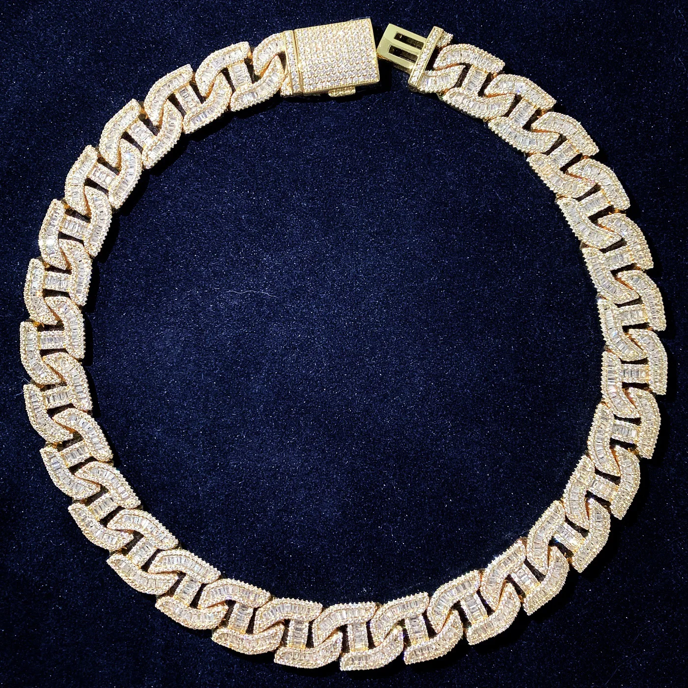 20mm 5A ジルコン 不規則なバゲットネックレス キュー - Men'S Fashion Gold Chain のレビューと価格