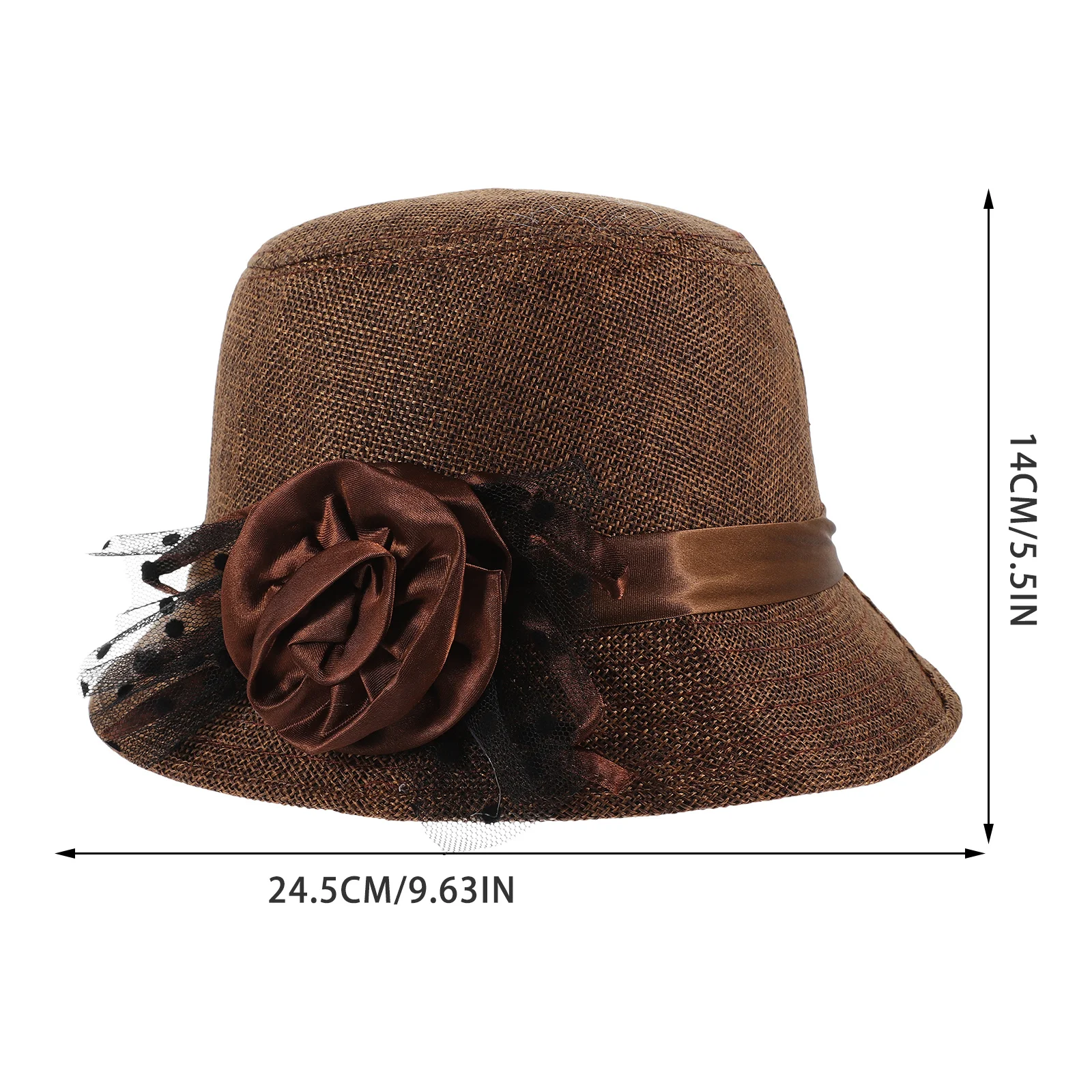 

Vintage Lace Flower Pot Elegant Church Style Women'S Fashionable Bucket Hat For Tea Party Formal Events Warm Hat For Women