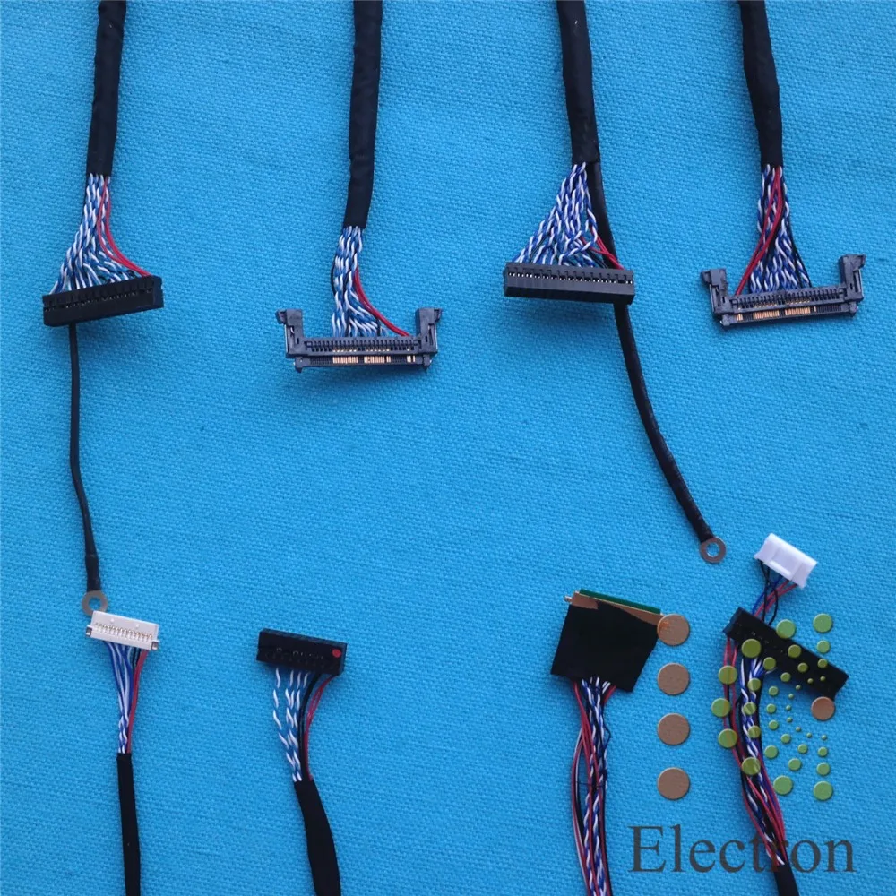 Kit de cabo universal lvds para tela lcd, 14 peças, suporte para cabo universal de led de 10 polegadas a 55 polegadas, placa de driver lcd conectada