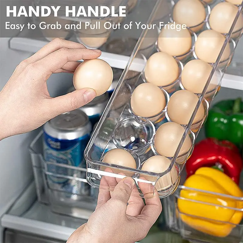 14Grids Egg Storage Box Egg Tray Containers Kitchen Egg Holder Refrigerator Eggs Transparent Dispenser Airtight Fresh Preservat