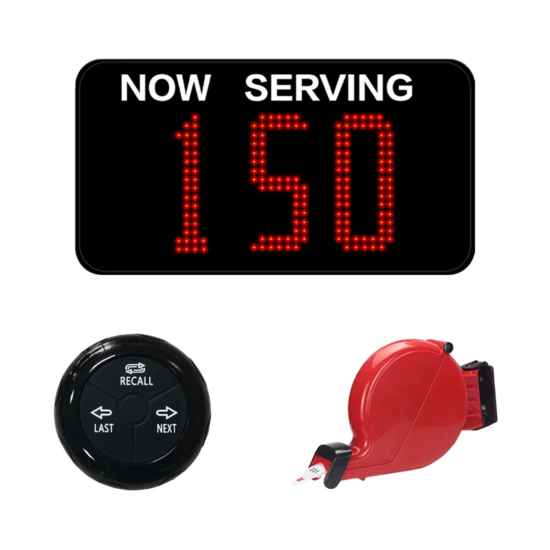 Wireless Queue Calling System 3-Digit LED Waiting Number Management Ticket Dispenser for Hospital Bank Clinic Restaurant