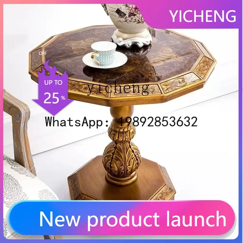 

B-2 Painted Small Coffee Table Sofa Corner Coffee Table Roman Column Carved Round Table