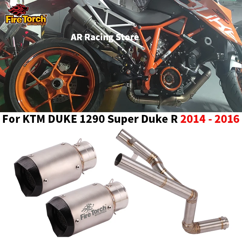 For DUKE SuperDuke 1290R 2014-2016 Dual-outlet Motorcycle Exhaust Pipe 2 Mid Pipe Slip On 60mm Muffler DB Killer Escape Modified