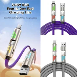 4-in-1 USB Charging Cable Fast Charging MAX 240W Lightning Multi Functional Aluminum Alloy 240W suitable For iPhone15 Samsung