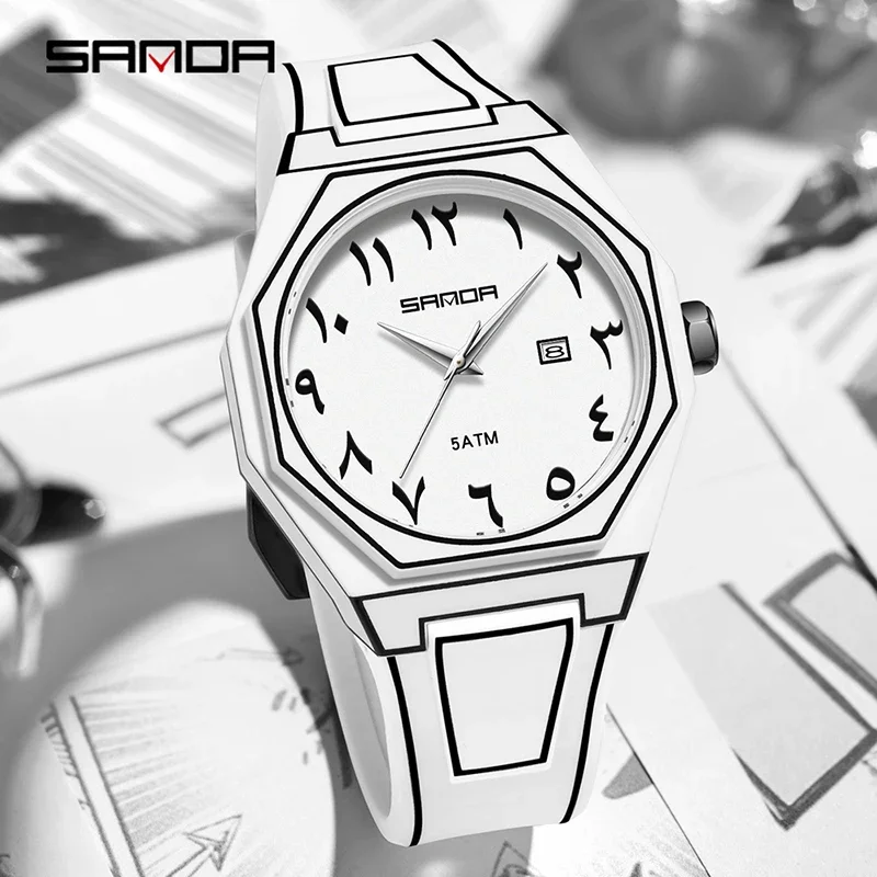 SANDA Top Brand Luxury Men's Quartz Watch Waterproof Calendar Luminous Creative Series Men's Quartz Wristwatch Relógio Masculino