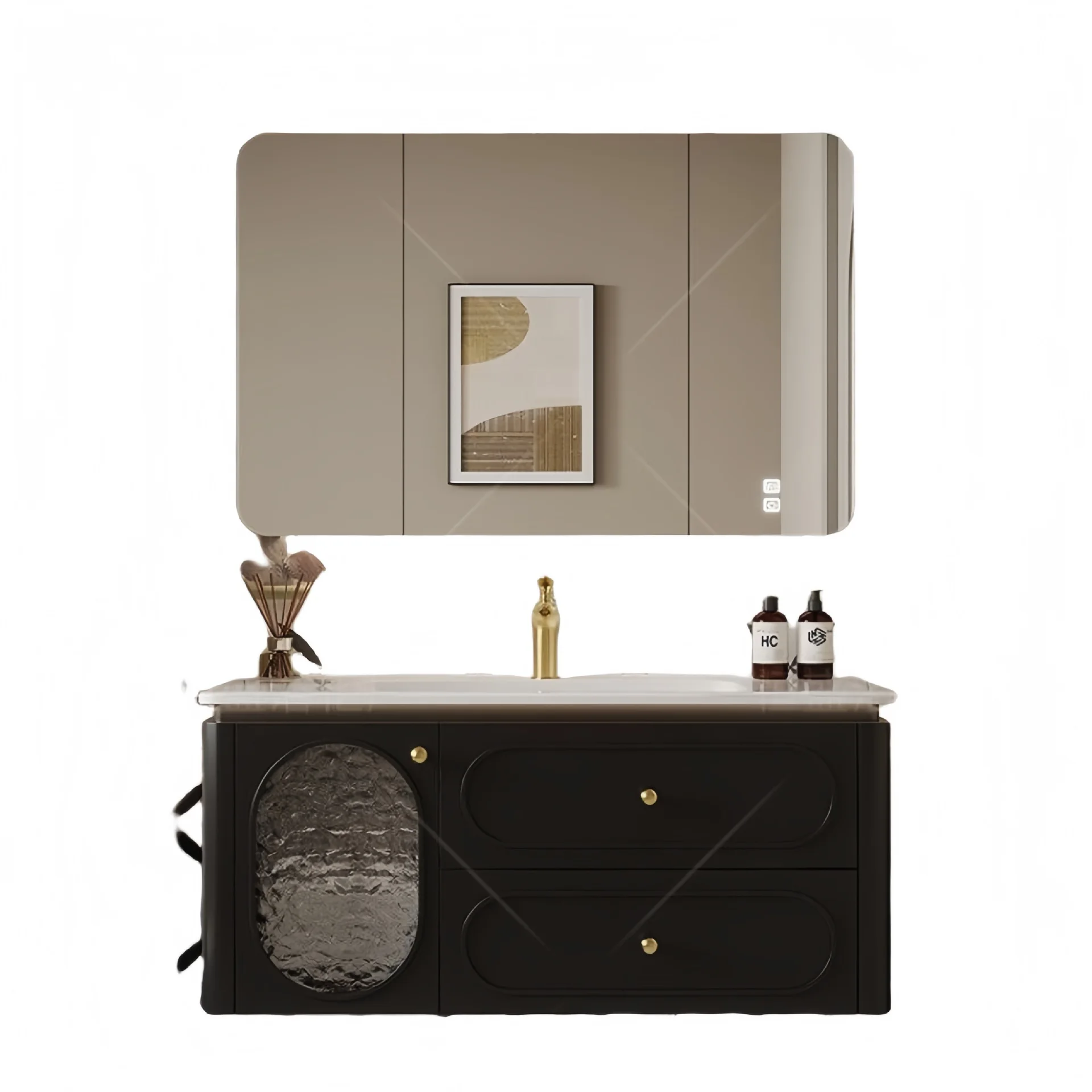 French oak paint antique bathroom bathroom cabinet combination ceramic integrated basin moisture-proof face wash basin