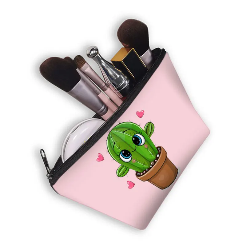 Cute Cactus 3D Printing Cosmetic Bag Girl Fashion Makeup Case Portable Cactus Lady Storage Bag Cosmetic Bag