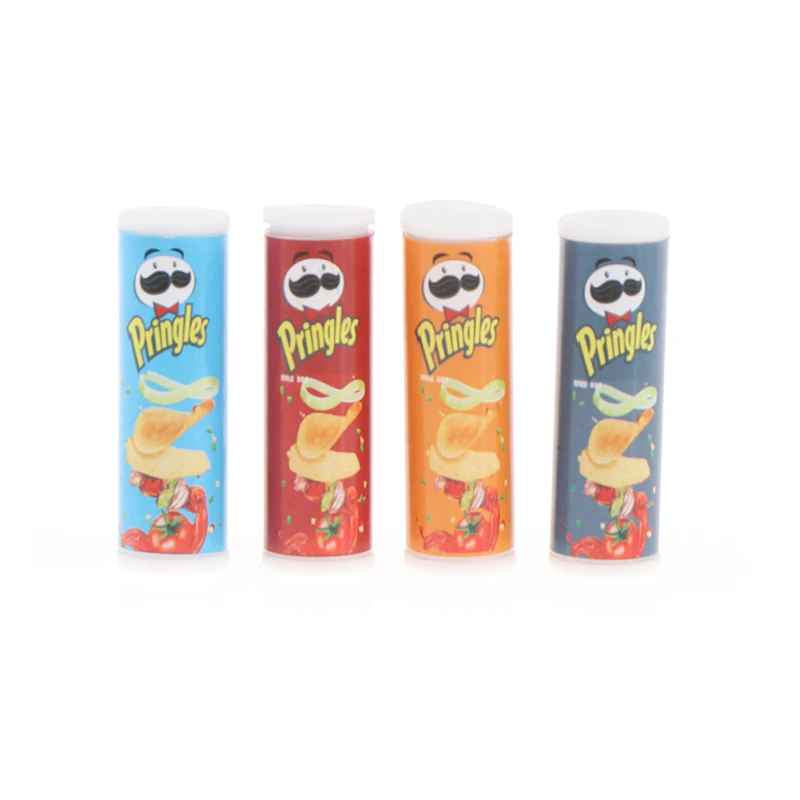 4 stks/set 1:12 Poppenhuis Miniatuur Voedsel Aardappel Chips Flessen Model Voedsel Accessoires Voor Poppenhuis Decor Kids Fantasiespel Speelgoed