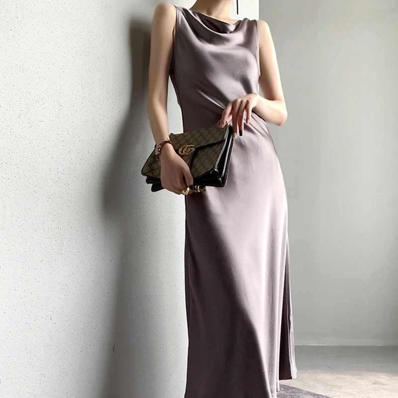 

Женское платье без рукавов, элегантное длинное платье на весну и лето