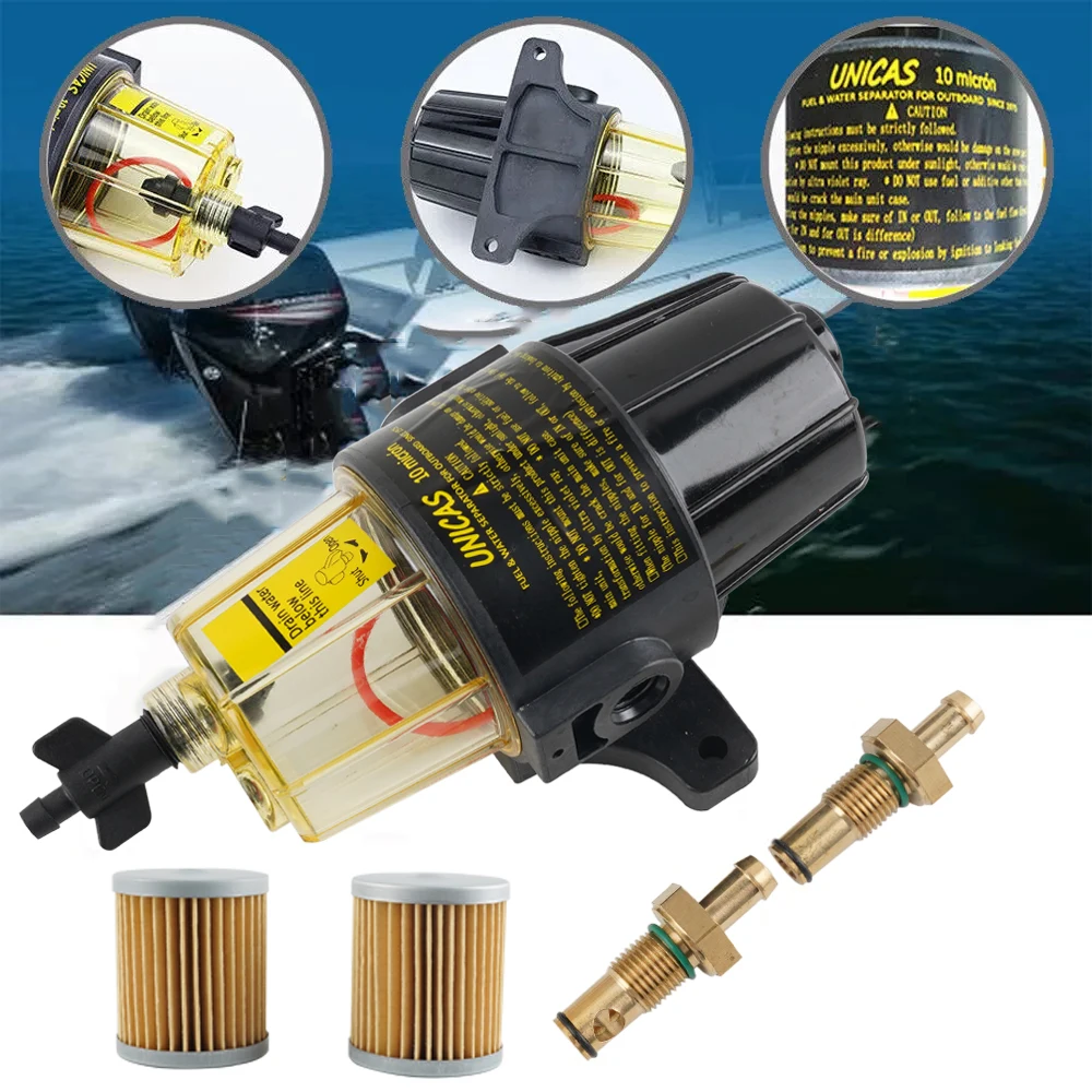 Fuel Filter UF-10K Water Separator Assembly with 2 Pcs Extra Filter Yacht boat diesel gasoline engine Outboard Motors Fuel Tank