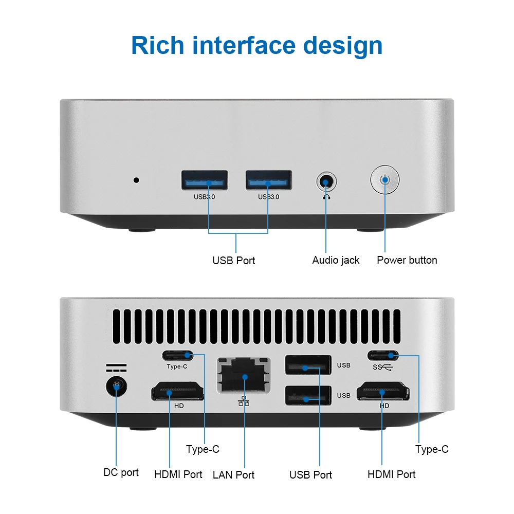 W6 FAN Mini Computer Intel Celeron N100 Quad Core fino a 32GB DDR4 NVMe Wifi 6 Windows 11 piccolo mini pc 2 * HDMI LAN Home ofiice PC