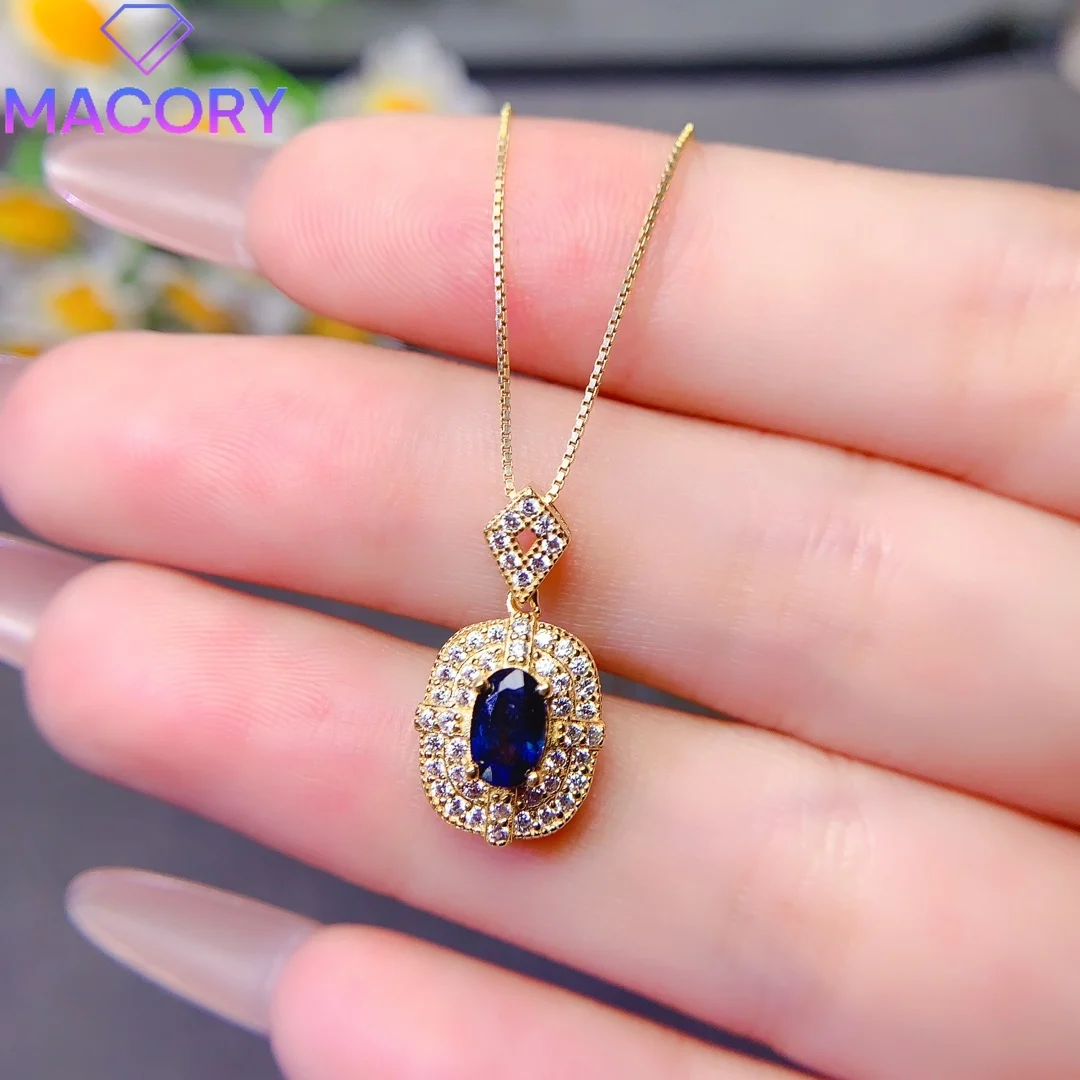 Sapphire female pendant necklace sterling silver 925 jewelry certification original free delivery exquisite gifts.