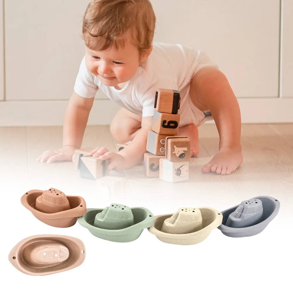 

Безопасные детские игрушки для ванной, набор соломенных лодок, интерактивная обучающая игрушка для ванны, сенсорные развивающие гнездовые чашки для детей