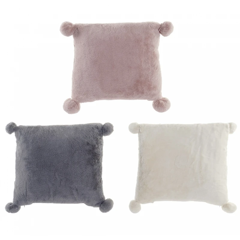 Modern cushions set of 3 pompom cushions polyester colors 45x45 cm 164945