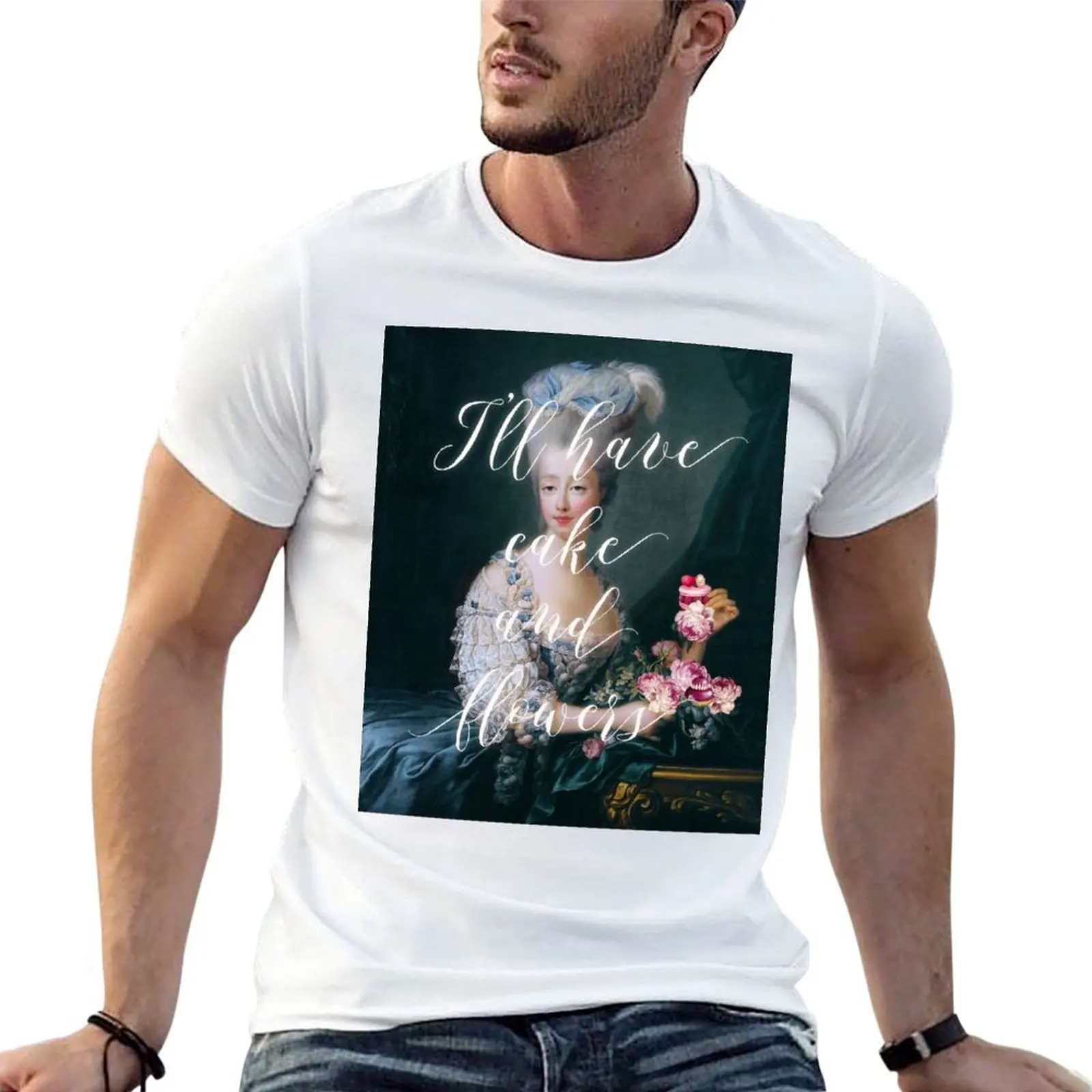 I'll have cake and Flowers T-Shirt g man t shirts for men anime t shirts oversize man t shirts for men casual T-shirt