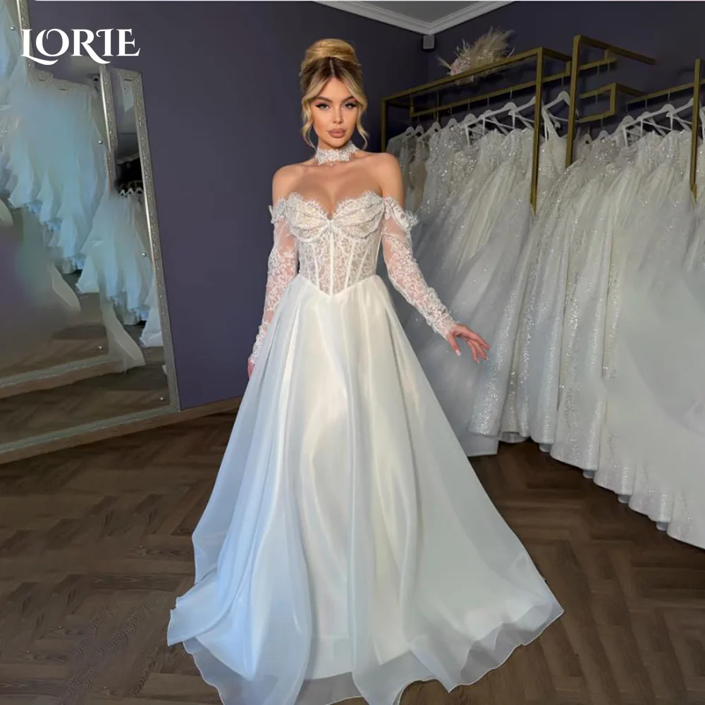 

LORIE Lace Vintage Wedding Dresses Applique Detachable Strapless Bobycon Backless Mermaid Bridal Gown Customized Party Dresses