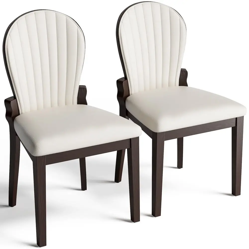 Dining Dining Chairs Set of 2, Solid Wood Frame, 19.6 Wide for Adults Modern Leather Upholstered Kitchen Chairs, Modern Beige Design, - Aliexpress Deal