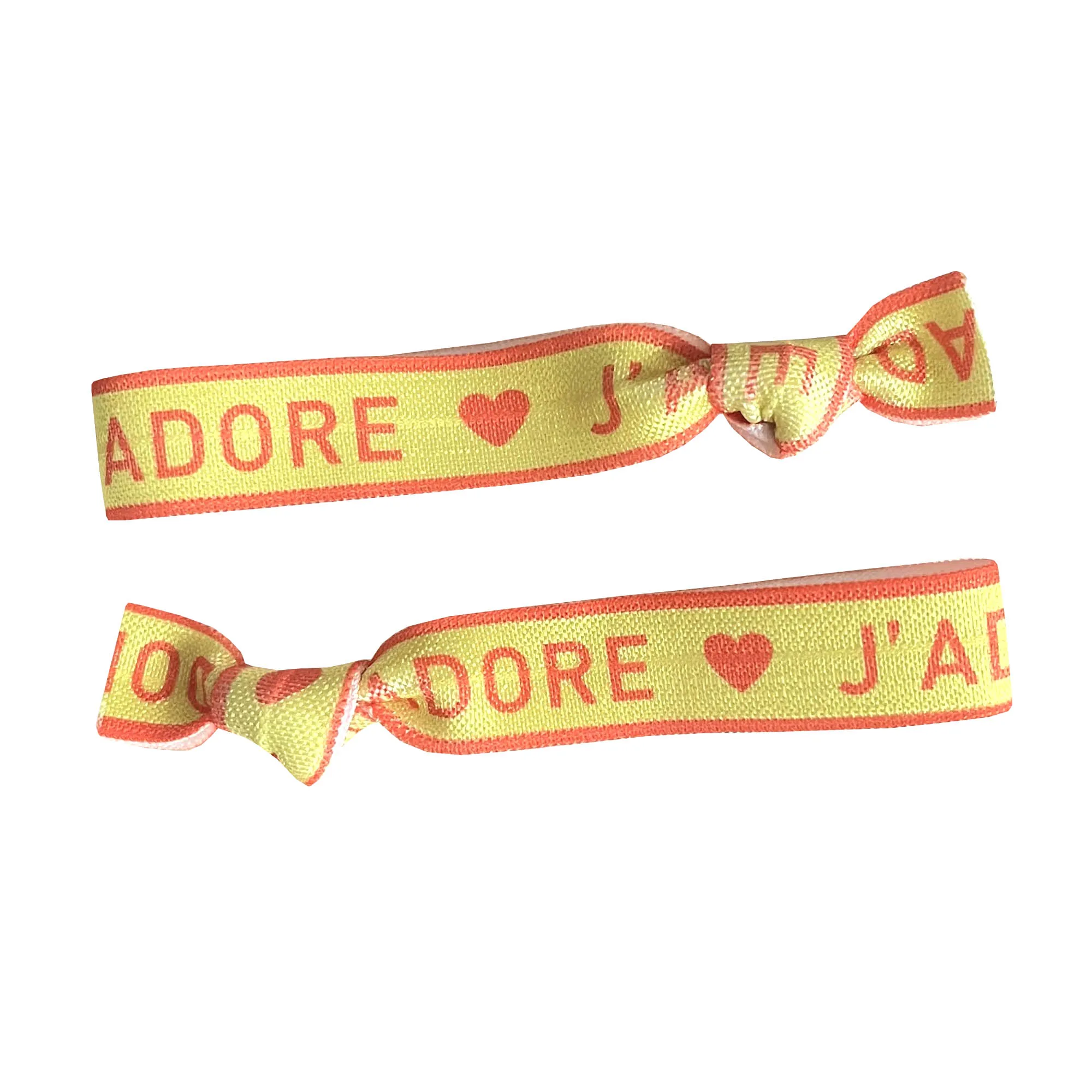 100 Stück Happiness AMOUR LABELLE geknotetes Haargummi-Armband Good Vibes Carpe Diem Love Print Pferdeschwanzhalter Gummiband-Armband – Detail 16