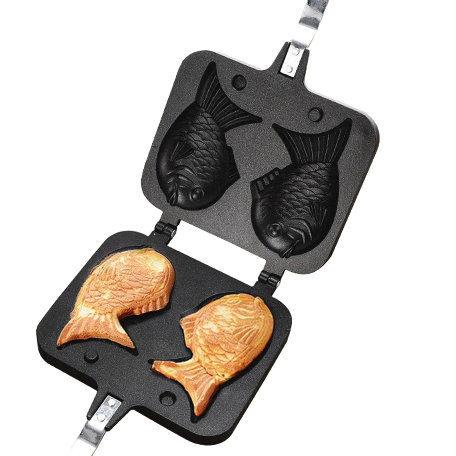 

Note Hot Dessert Hot Dessert Aluminum Alloy Double Pan Easy Operation Ergonomic Design Fish Shaped Hot Dessert