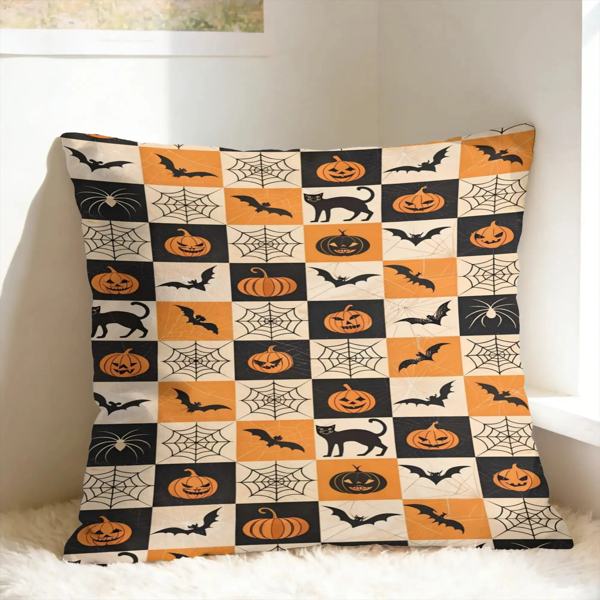 Vintage Collage Halloween Pillow Cover  Cute Funny Pillow Case For Living Room Chair Soft Pillowcases Gift Idea