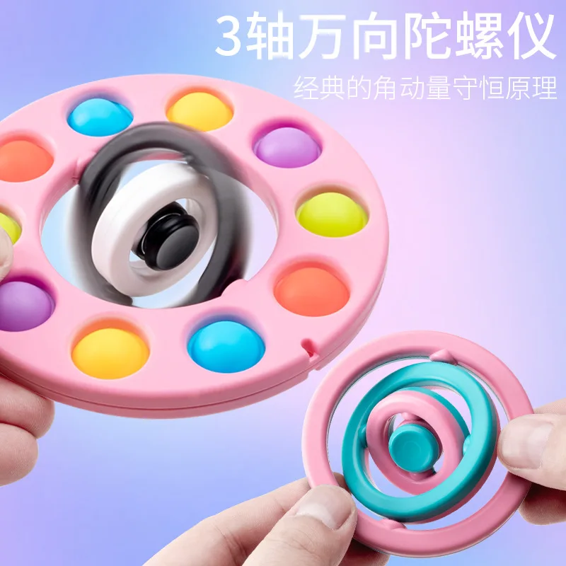 Rueda de burbujas Fidget Spinner Flip 3D rotación Manual para adultos y presión de burbujas juguete para aliviar el estrés giroscopio sensorial para niños