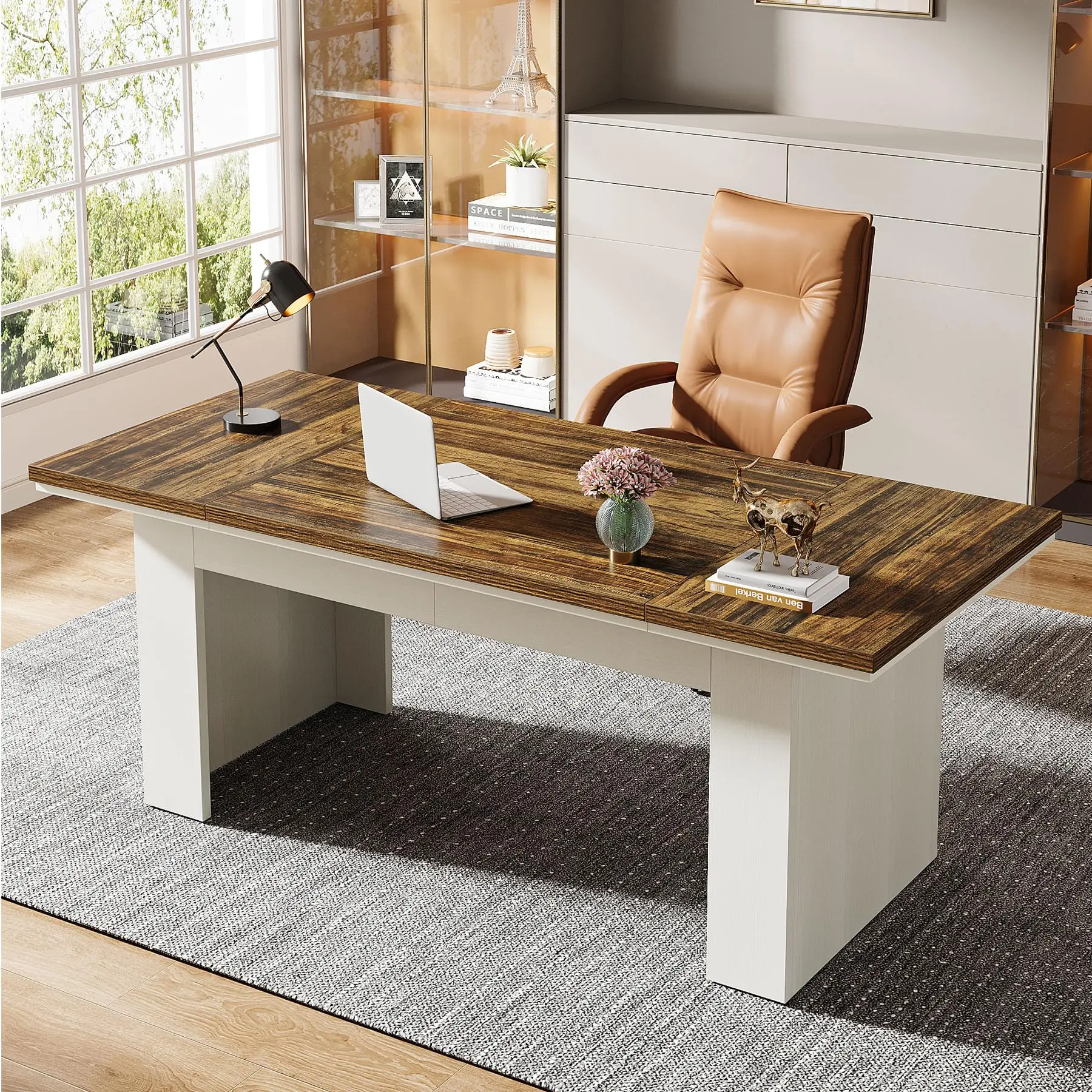 

as-For Tribesigns 63\" Executive Desk Modern Wooden Office Desk Large Computer Home Office Study Table@