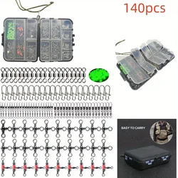 A box of 140 fishing swivel clasps - ball swivel clasps, tee swivel connectors and barrel clasps for easy fishing