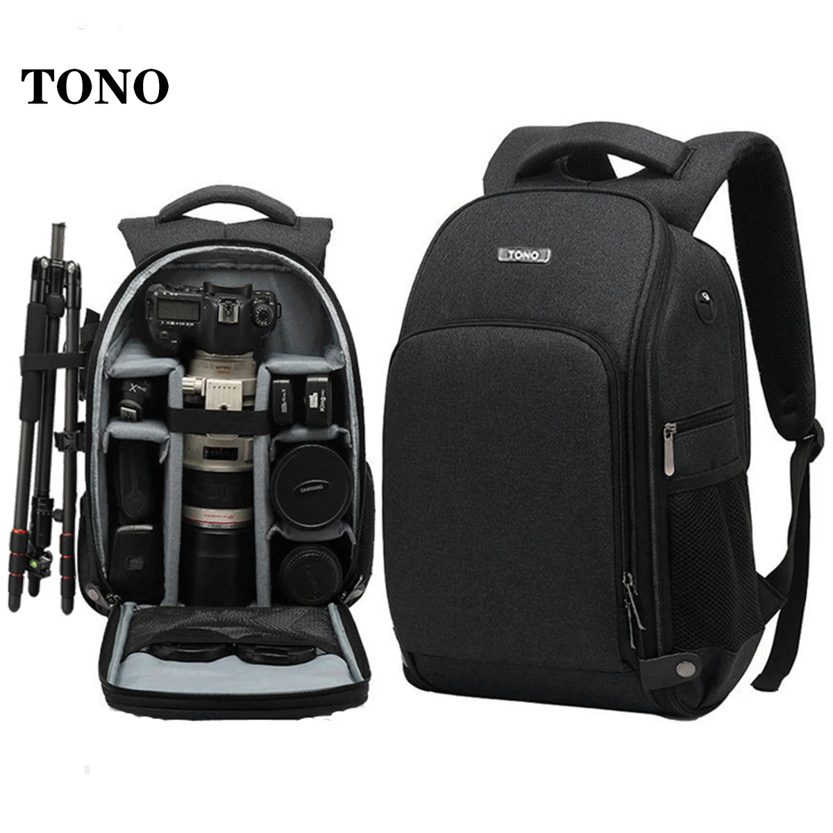 Multifunctional Camera Bag Waterproof Shockproof Anti-theft Removable Divider Fits 15.6